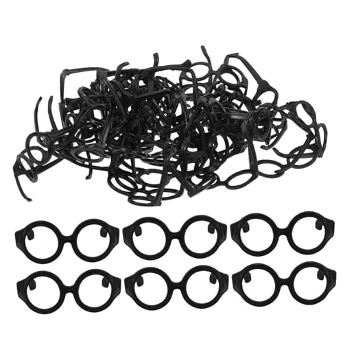 LRXIYODE 50 Stück Miniatur Puppenbrillen Rundrahmen Schwarz Kunststoff Accessoires für Puppenkleidung Mode und Kostümzubehör Langlebig und Bruchsicher von LRXIYODE