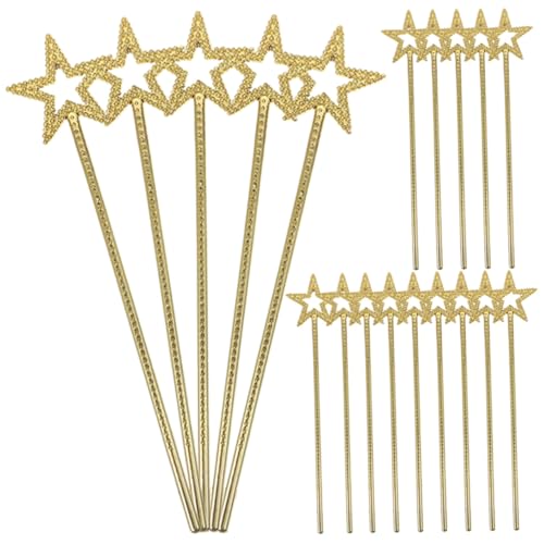 LRXIYODE 50 Stück Teiliges Goldene Feenstäbe mit Fünfspitzenstern Zauberhafte Party Festival Accessoires für Kostüm Cosplay Halloween und Rollenspiele Prinzessinnen Engel Requisiten von LRXIYODE