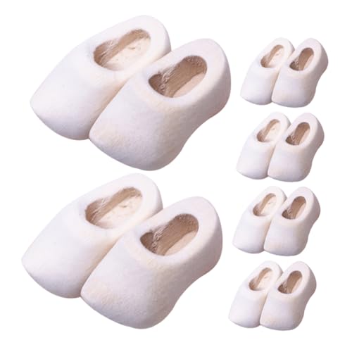 LRXIYODE 6 Paare Miniatur Holzschuhe Unvollendet DIY Holzklompen Mini Zubehör für Puppenhaus Dekoration und Bastelprojekte von LRXIYODE
