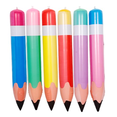 LRXIYODE 6 Stück Aufblasbare Bleistifte Bunte Deko für Schulpartys Klassenzimmer Feiern PVC Dekoration für Unvergessliche Fotos Einfach zu Reinigen und Langlebig von LRXIYODE