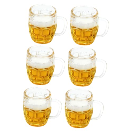 LRXIYODE 6 Stück Mini Bierkrüge aus Resin Teiliges für Puppenhaus Deko Realistische Miniatur Bierbecher für Kreative Gestaltung und Szenenverschönerung von LRXIYODE