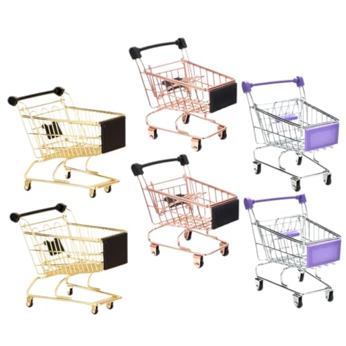 LRXIYODE 6 Stück Mini-Einkaufswagen Storage Boxes aufbwahrungs-Box Dollhouse zubehör Geburtstagsgeschenk für Kleinkinder Storage boxs Kleinkindspielzeug Puffhalter Metall von LRXIYODE