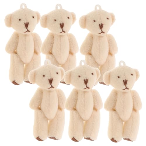LRXIYODE 6 Stück Mini Kuscheltier Bär Teilig mit Beweglichen Gelenken Austauschbaren Outfits Niedliche Mini Stofftiere als Schlüsselanhänger Taschenanhänger für Weihnachten und Geburtstage von LRXIYODE