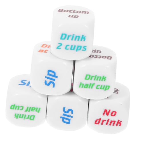 LRXIYODE 6 Stück Teiliges Acryl Trinkspiel Würfelset für Party Ktv Bar Freunde Familien Geselliges Würfelspiel Robust Langlebig für Bachelorette Fußballtrinken Zusammenkünfte von LRXIYODE
