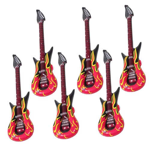 LRXIYODE 6 Stück Teiliges Aufblasbare PVC Gitarren Party Supplies Wiederverwendbare Luftgitarren Langlebig und Einfach zu Verstauen für Geburtstagsfeiern und Musikdekoration von LRXIYODE