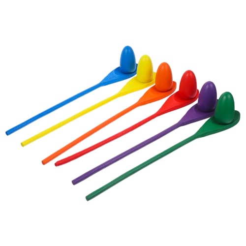 LRXIYODE 6 Stück Teiliges Balancierstab Holzspielzeug für Sensorisches Trainingsspiel für Outdoor Eier Rennen Buntes Lernspiel für Kindergarten und Festivalgeschenk von LRXIYODE