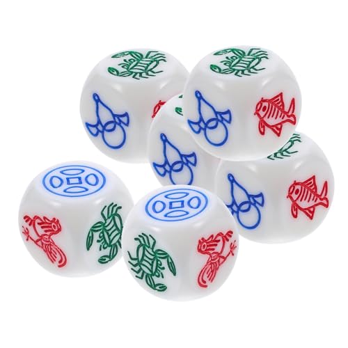 LRXIYODE 6 Stück Teiliges Fisch Garnelen Krabben Hühner Würfelspiel aus Robustem Resin mit Abgerundeten Ecken Kompakte Leicht und Langlebig für Traditionelle Brett und Partyspiele LRXIYODE 6 Stück Teiliges Fisch Garnelen Krabben Hühner Würfelspiel aus Robustem Resin mit Abgerundeten Ecken Kompakte Leicht und Langlebig für Traditionelle Brett und Partyspiele von LRXIYODE