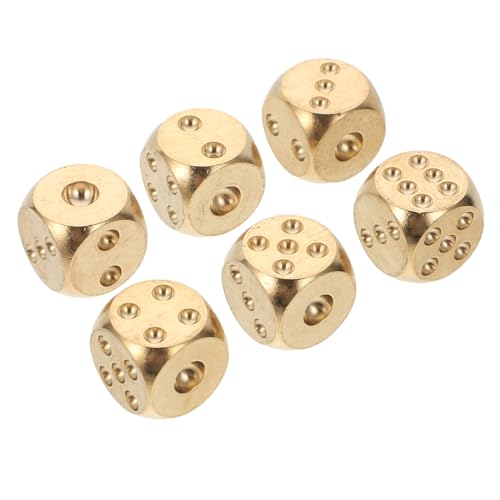 LRXIYODE 6 Stück Teiliges Messing Würfel Solide Kleine Spielwürfel Party Requisiten Kompaktes Design für Bars Restaurant Tischspiele von LRXIYODE