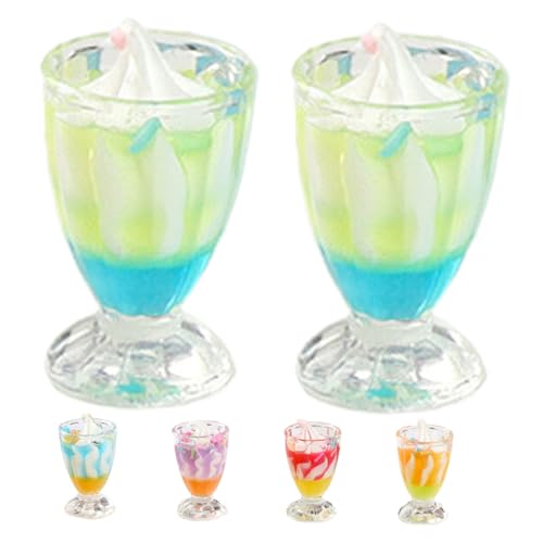 LRXIYODE 6 Stück Teiliges Mini Eiscreme Deko für Puppenhaus Realistische Miniatur Eiscreme Spielzeuge Kreative Küchen Deko Handgefertigte Mini Dessert Modelle Farblich Gemischt für von LRXIYODE