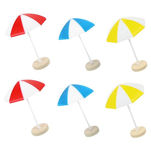 LRXIYODE 6 Stück Teiliges Mini Strandschirm Farbenfrohe Micro Landschafts Dekoration aus Stabilem Material Realistische Miniatur Sonnenschirme für Puppenhäuser Garten und Kreative von LRXIYODE