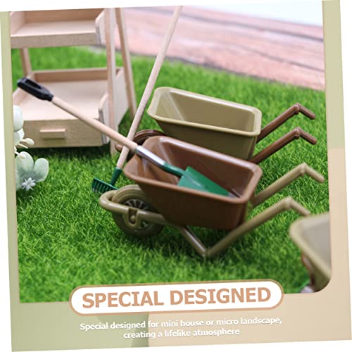 LRXIYODE 6 Stück Teiliges Miniatur Schubkarre Kunststoff Modell Grün und Braun Puppenhaus Gartendeko Mikrolandschaft Ornament Realistisches Mini Wagen Zubehör für Szene und Fotografie von LRXIYODE