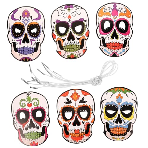 LRXIYODE 6 Stück Teiliges Papierparty Masken DIY Masken Tag der Toten für Karneval Halloween Fasching mit Stabiler Hautfreundlicher Atmungsaktiver Qualität LRXIYODE 6 Stück Teiliges Papierparty Masken DIY Masken Tag der Toten für Karneval Halloween Fasching mit Stabiler Hautfreundlicher Atmungsaktiver Qualität von LRXIYODE