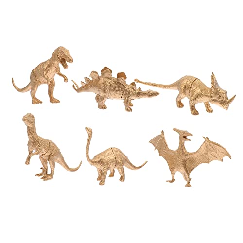 LRXIYODE 6 Stück Teiliges Realistischer Dinosaurier Modelle Goldene Deko Figuren für Party Accessoires und Lernspielzeug für Kleine Dino Fans von LRXIYODE