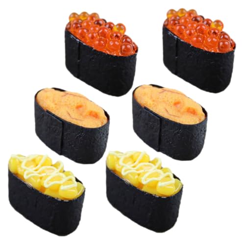 LRXIYODE 6 Stück Teiliges Realistisches Sushi Deko aus Künstlichem Onigiri Modell Lebensechte Nachbildung für Fotografie Partydekoration und Sushi Shop Präsentation Wiederverwendbar und von LRXIYODE