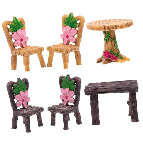 LRXIYODE 6 Stück Tisch Und Stuhlornamente Aus Kunstharz Für Minihäuser Feengartentisch Kinderspielzeug Kinderstühle Für Tisch Terrarium Tank Kleiner Behälter Raumdekor Im Freien LRXIYODE 6 Stück Tisch Und Stuhlornamente Aus Kunstharz Für Minihäuser Feengartentisch Kinderspielzeug Kinderstühle Für Tisch Terrarium Tank Kleiner Behälter Raumdekor Im Freien von LRXIYODE