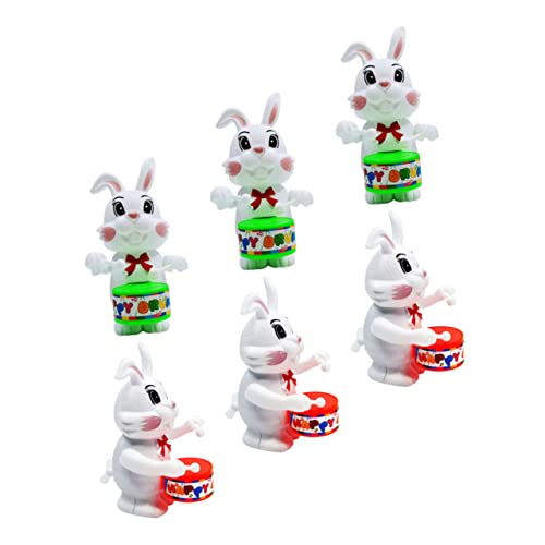 LRXIYODE 6 Stück Trommelnder Hase Schlagzeug Desktop - Zartes Kaninchendekor Desktop- Aus Kunststoff Hasenpuppenschmuck Plastik von LRXIYODE