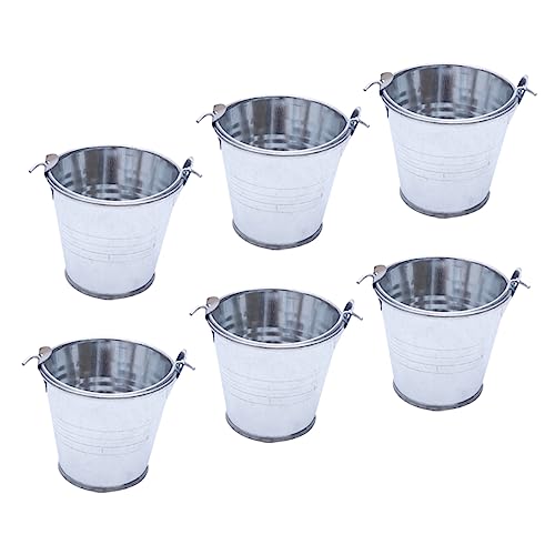 LRXIYODE 6 Stück Weißblechfass blumenbank Storage Boxes blummentopf vorratsboxen geschke für Mädchen Kleinkind winzig Mini wischeimer Sukkulenten Blumentöpfe Kleiner Eimer Einfügen Silver von LRXIYODE