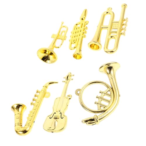 LRXIYODE 6 Stück kleines Instrument für bastelmaterial für bastelsets für realistisch Musical Puppe Miniaturinstrumentendekor Mini-Instrumentenmodelle Plastik Golden von LRXIYODE