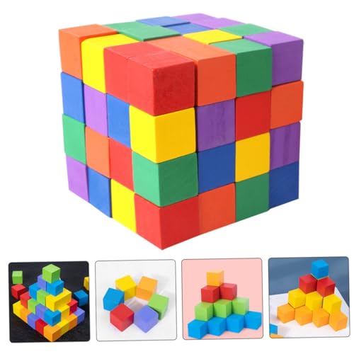LRXIYODE 60 Stück Teiliges Bunte Holzbauklötze für Geometrische Bausteine aus Natürlichem Holz Pädagogisches Kreativität und Feinmotorik für Kleinkinder und Vorschulkinder von LRXIYODE
