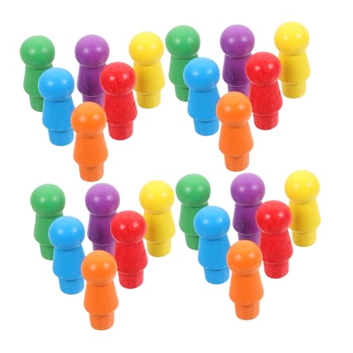 LRXIYODE 60 Stück Teiliges Bunte Kleine Holz Schachfiguren für Brettspiele Vielseitig Einsetzbar Pädagogisch Fördernd für Denkvermögen und Kreativität Geeignet für Erwachsene von LRXIYODE