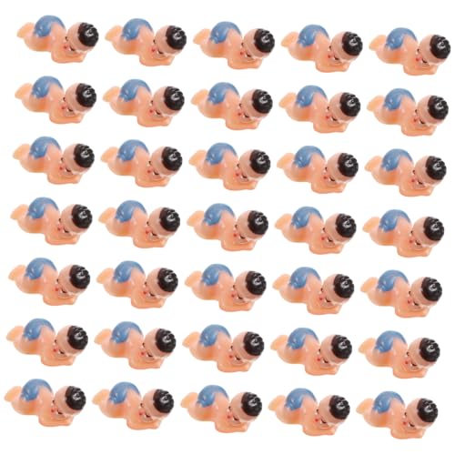 LRXIYODE 60 Stück Teiliges Mini Kunststoffbabys Realistische Kleine Schlafbabys für Babyparty Dekoration Tortendekor und Blau von LRXIYODE