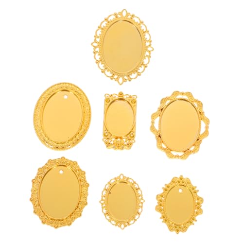 LRXIYODE 7 Stück Teiliges Miniatur Bilderrahmen Oval Gold Vintage Stil Filigrane Mini Rahmen für Puppenhaus Dekoration DIY Fotohalter Kompakt und Langlebig für Vielseitige Verwendung von LRXIYODE