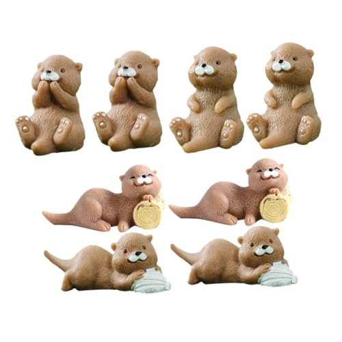 LRXIYODE 8 Stück Mikro Landschaftsdekoration Puppe Tier Minifiguren Otter Ente Kaninchen Frosch Miniatur Mini Einhorn Figuren Hirschfigur Heimdekoration Otter von LRXIYODE
