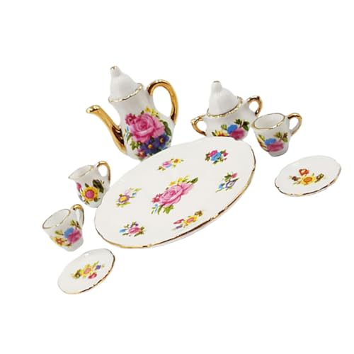 LRXIYODE 8stücke Teiliges Miniatur Tee-Set Aus Keramik Für Puppenhäuser Detailreiche Mini-szenen-Dekoration Mit Blumenmuster Maßstab Für Sammler Und Kreative Wohnräume LRXIYODE 8stücke Teiliges Miniatur Tee-Set Aus Keramik Für Puppenhäuser Detailreiche Mini-szenen-Dekoration Mit Blumenmuster Maßstab Für Sammler Und Kreative Wohnräume von LRXIYODE