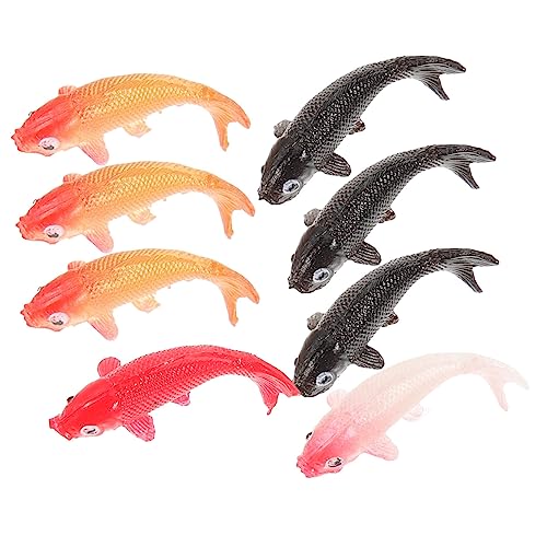 LRXIYODE 8 Stück Puppenhaus Deko Miniatur Koi Fisch Figuren aus Leichte Mini Teichfigur für DIY Feengarten und Bastelbedarf von LRXIYODE