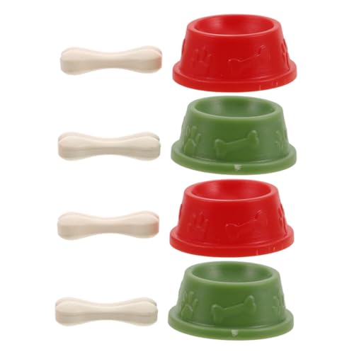 LRXIYODE 8 Stück Realistische Hundeschüsseln Teiliges mit Kleinen Knochen Puppenhaus Haustier Futter und Wassernapf Detailgetreue Miniatur Hundezubehör für Welpen und Katzenfiguren von LRXIYODE