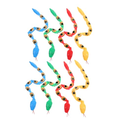 LRXIYODE 8 Stück Teiliges Flexible Kunststoff Schlangen mit Beweglichen Gelenken Pädagogisch Bunte Retro Schlangen für Kindergeburtstag Karneval Shower und Spaßspaß von LRXIYODE