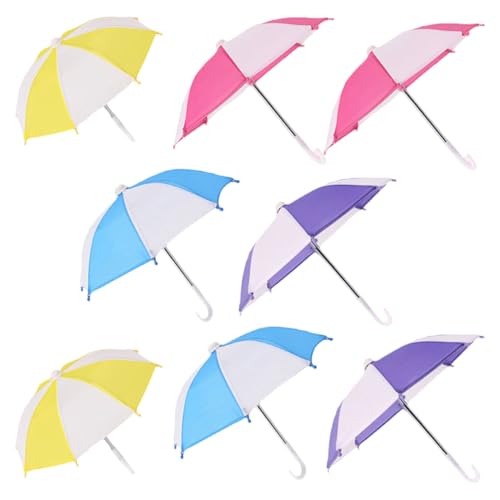 LRXIYODE 8 Stück Teiliges Mini Bunte Regenschirme für Puppenhaus Dekorationen Fotografie Requisiten Realistische Miniatur Sonnige und Regnerische Wetteraccessoires von LRXIYODE