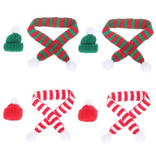 LRXIYODE 8 Stück Teiliges Mini Weihnachtsmützen und Schals für Weinflaschen Dekorative Hüte und Schals für Flaschen Puppen Bastelprojekte und Feiertagsdeko von LRXIYODE