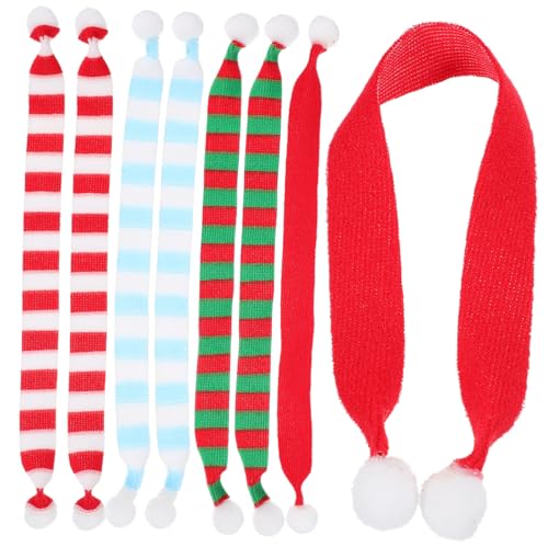 LRXIYODE 8 Stück Teiliges Mini Weihnachtsschals aus Bunte Kleine Strickschals als Puppen und Flaschen Deko Weihnachtliche Mini Schals aus Polyester Langlebig und Festlich für von LRXIYODE