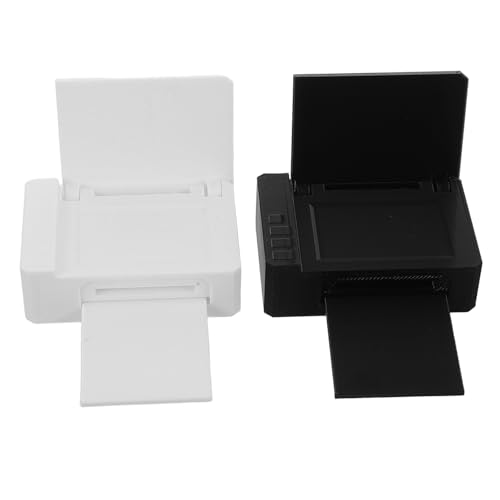 LRXIYODE 8 Stück Teiliges Miniatur Druckermodell für Puppenhäuser Realistische Büroausstattung Robustes Kunststoffmaterial Kleine Schreibtisch Drucker in Weiß und Schwarz für Kreative von LRXIYODE