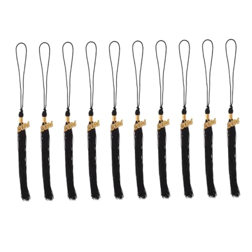 LRXIYODE 8 Stück Teiliges Schwarze Doktorhut Quasten Abschlusskappenanhänger Elegante Abschlussfeier Dekoration für Abitur und Graduierung von LRXIYODE