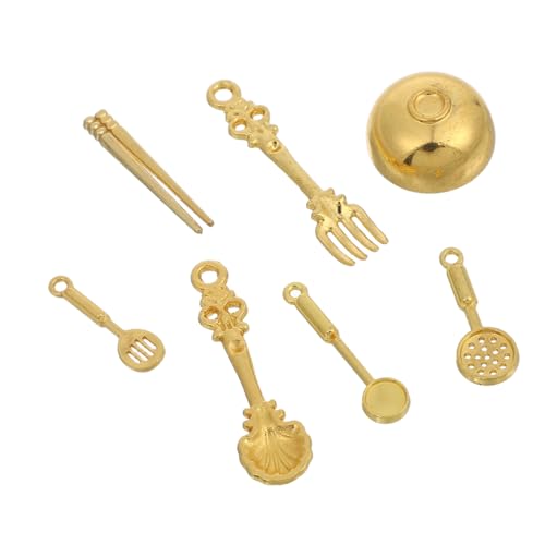 LRXIYODE 8Stücke Miniatur Küchenutensilien Set Teiliges Puppenhaus Zubehör Mini Schalen Essbesteck und Löffel für Kreative Rollenspiele und Dekoration Puppenhäusern von LRXIYODE