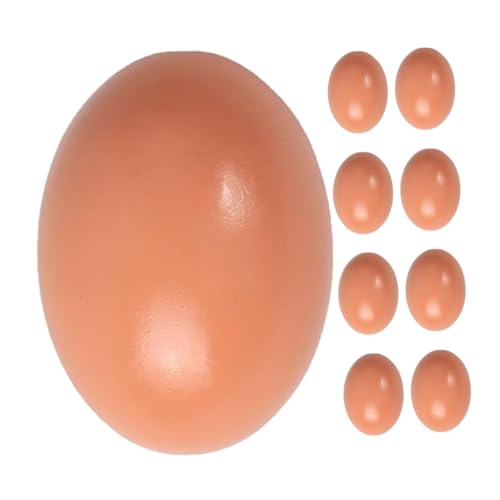 LRXIYODE 9 Stück Realistische Holzeier für Hühner Bruthilfe und Nesttraining Glatte Künstliche Eier zum Bemalen DIY Osterdeko Wiederverwendbar Leicht zu Reinigen für Innen und Außenbereich von LRXIYODE