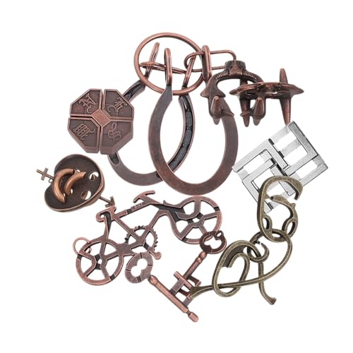 LRXIYODE 9 Stück Teiliges Luban Lock Metall Rätsel für Erwachsene Finger zur Stressbewältigung und Geduldsspiele für Kreative Herausforderungen und Partyspiele von LRXIYODE