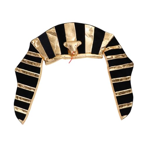 LRXIYODE Ägyptischer Cosplay Hut mit Goldenem Schlangendetail Gestreift Unisex Halloween Kopfschmuck für Kostüm Party und LRXIYODE Ägyptischer Cosplay Hut mit Goldenem Schlangendetail Gestreift Unisex Halloween Kopfschmuck für Kostüm Party und von LRXIYODE