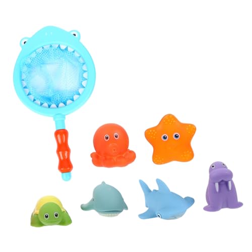LRXIYODE Badespielzeug Teilig mit Fangnetz Bunte Kunststoff Tierspielzeuge für Kleinkinder Interaktives Wasserspielzeug für Badewanne und Sommer Outdoor Spielspaß von LRXIYODE