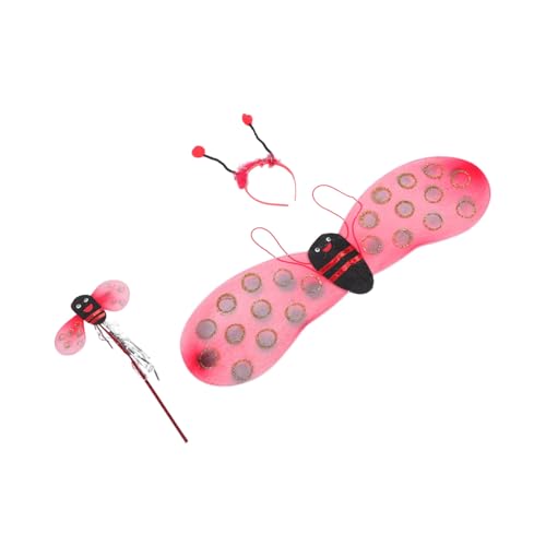 LRXIYODE Bienenkostüm Set mit Stirnband und Zauberstab Farbenfrohes Bequemes Faschingskostüm für Mädchen Geeignet für Halloween Karneval Geburtstag und Cosplay Robustes Design Rot von LRXIYODE