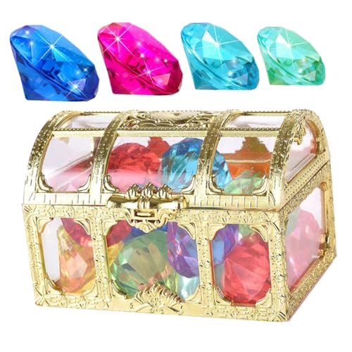 LRXIYODE Bunte Tauchjuwelen mit Acryl Edelsteinen und Piratenschatztruhe Unterwasser Schwimmspielzeug für Poolparty Rollenspiel Geburtstagsgeschenk Vielseitig Einsetzbar von LRXIYODE
