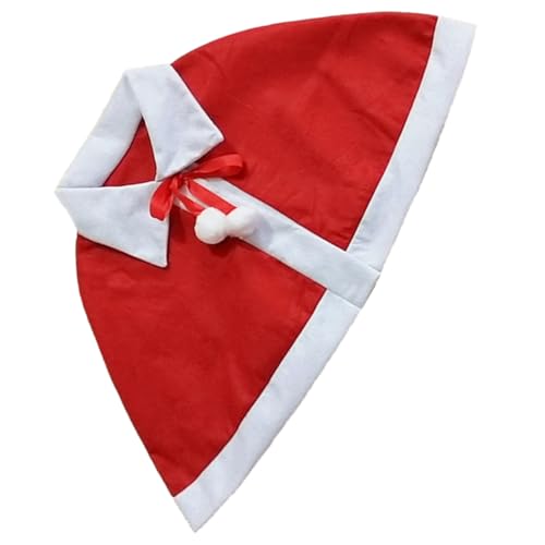 LRXIYODE Cape Plüsch Umhang Warmes Cosplay Kostüm mit Süßem Bindeband und Weißen Bommel für Jungen Mädchen Halloween Weihnachtsfeier Bühnenauftritt von LRXIYODE