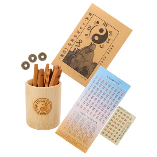 LRXIYODE Chinesisches Bamboo Divination Prop mit und Buch Vielseitig für Tai Chi Feng Shui Präzise Wahrsagung Natürliches Material Interaktives Spiel für Freunde von LRXIYODE