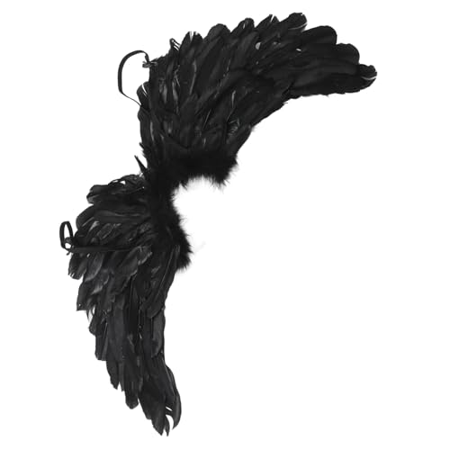 LRXIYODE Cosplay Engelsflügel Prop Schwarz Leicht für Halloween Kostüm Party Bühnenauftritt Federschmuck für Mädchen und Damen von LRXIYODE