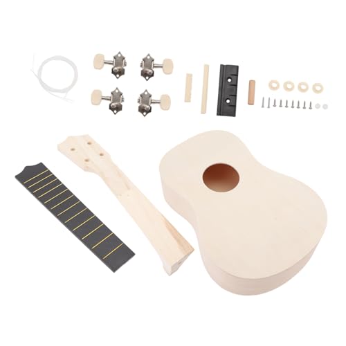 LRXIYODE DIY Ukulele Bausatz Rundloch Leichtes Holz DIY Bastelset für Handbemalung Musikinstrument zum Selbstgestalten und Zusammenbauen Geeignet für Junge Mädchen von LRXIYODE