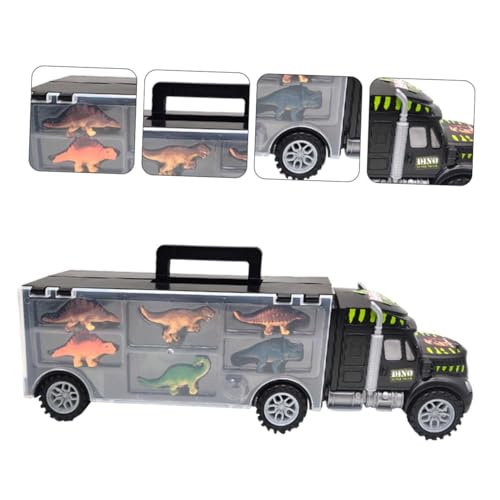LRXIYODE Dinosaurier Transport LKW Set mit Realistischen Dinosaurier Figuren Abnehmbarer Anhänger Langlebig und Sicher für Sammeln von LRXIYODE