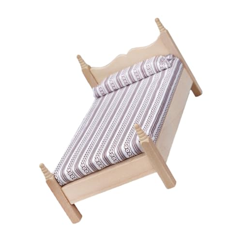 LRXIYODE Einzelbett Modell Filigrane Puppenhaus Schlafzimmer Dekoration Detailgetreues Miniaturmöbel Ornament für Miniaturhaus Sammler von LRXIYODE