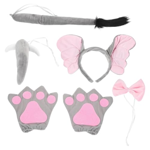 LRXIYODE Elefantenohren Haarreif mit Flauschiger Textur Inklusive und Handschuhen Hautfreundlich und Angenehm für Kostüm Cosplay Geburtstagsparty und Festtagsdekoration von LRXIYODE